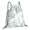 Shopping Bags Drawstring Bag White Calla Flowers Foldable Gym Fitness Backpack Hiking Camping Swimming Sports