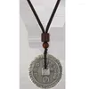 Chaînes Chine-Chic Hommes Vintage Mountain Ghosts Dépenser Bagua Pendentif Cuivre Coin Chance