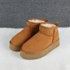 2023 Snow Boots Boot Warm Boots Suede schoenen klassieke korte miniWomen Keep warme man dames pluche casual kastanje grijs hete aus u5854 verdikt bodem