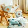 Housse d'oreiller en peluche avec pompon, treillis en losange de Style américain, pour canapé, salon, chambre à coucher, décoration de la maison, 45x45cm
