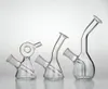 Small glass water bongs mini smoking pipes drop down recycler rigs oil dab beaker bowl downstem bubbler perc 14mm 03