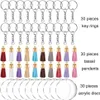 200 Pcs Acrylic Keychain Blanks Kit for DIY Projects Crafts with Key Rings Jump Round Clear Discs Circles Colorful Tassel 220221241L