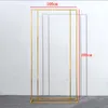Wedding Arch Square Backdrop balloon Stand Background Shiny Metal Gold Plating Outdoor Artificial Flower Door Shelf Frame 2mx1m