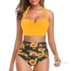 Maillot de bain femme 2023 été tournesol maillot de bain femme multicolore Sexy solide taille haute