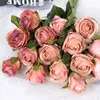 Decorative Flowers 3 Antique Court Roses Imitation Fake Bouquets Wedding Hall Soft Silk Home Decoration Accessories Garden