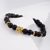 Strand Beaded Strands Ethnic Buddha Beads Black Mat Bransoletę Mężczyźni Elastyczna urok Banglakleryka dla kobiet Bileleklik Pulseras Mujer