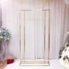 Wedding Arch Square Backdrop balloon Stand Background Shiny Metal Gold Plating Outdoor Artificial Flower Door Shelf Frame 2mx1m