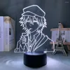 Luzes noturnas 3D Anime LED Light Bungo Stray Dogs Ranpo para Decoração do quarto Nightlight Birthday Gift Decor Decor Lamp