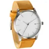Montres-bracelets minimalisme montres pour hommes hommes Sport grand bracelet en cuir marron Quartz sans Logo Erkek Kol Saati Reloj Hombre