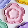 Dinnerware Sets Candy Color Pattern Ceramic Flat Plate Dish Dinner Salad Pasta Home Western Tableware Creative
