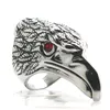 Cluster Rings Man's Boys 316L из нержавеющей стали Cool Punk Gothic Biker Rider Rider Eagle Red Stone Eye Ring