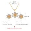 Necklace Earrings Set Fashion And Elegant Snowflake Ladies Jewelry Accessories