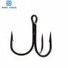 Fishing Hooks Easy Catch 100pcs 35647 Treble Fishing Hooks Black Small Round Bent Triple Hard Lure Spoon Fishhook Size 2 4 6 8 10 12 14 P230317