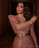 2023 Arabski Aso Ebi Ebi Gold Mermaid Sukienki Promowe cekinowe koronkowe wieczór Formalne przyjęcie Drugi przyjęcie urodzinowe suknie zaręczynowe sukienki ZJ4042