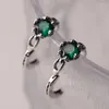 Hoop Earrings BOCAI Real S925 Silver Trendy Retro Zircon Men's And Women's Ear Buckles