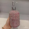 Liquid Soap Dispenser Bling Diamond Hand Sanitizer Bottle 500ml Glass Bathroom Soap Shampoo Shower Gel Dispenser Liquid Lotion Refill Press Head Pink 230317