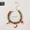 Pulseiras de charme moda moda vermelha verde miçangas para mulheres petróleo de esmalte Papai Noel Bell Wand Wand Pingente Charms Brangeletes Bangletes Jóias de Natal