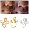 Adjustable Gold Silver Filled Nose Cuffs Clip Copper Wire Spiral Fake Piercing Nose Rings No Piercing Required Ear Clip Cuff