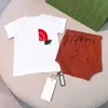 23ss bébé marque designer bébé T-shirt short costume garçons filles même style Nom commun impression logo Manches courtes Couleur unie Ensemble short tricoté Vêtements bébé a1