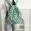 Backpack Style Plaid Canvas College Girls School Tassen voor vrouwen gecontroleerd patroonontwerp