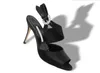 Sandały buty na wysokim obcasie czarne satynowe ozdobne otwarte palce na obcasie modne buty damskie chłodne