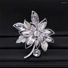 Brooches Luxury Zircon Rhinestone Flower Brooch Pin Vintage Red Yellow Crystal Orchid Pins And For Women Accessories Jewelry