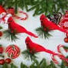 Decorative Flowers 10Pcs Realistic Lovely Cardinal Clip On Xmas Tree Decoration Festival Decor Red Feathers Artificial Birds Household