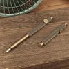 Antique rétro taille de poche Mini stylo plume rétractable gravure pur Bronze laiton Portable sans pince stylos plume extérieurs