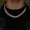 Choker Najwyższa jakość Micro Pave 5A Cubic Zirkonia lodowana Bling Hip Hop CZ Spiked Cuban Link Chain Men Naszyjnik