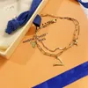 Designer Pendentif Bracelet Chaînes Lien Plaqué Or 18K Lien Bracelet En Acier Inoxydable Fleurs Timbre Design De Mode Marque Élégante Pour Les Couples Réglable Cadeau