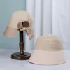 Cappelli a tesa larga Fiocco Panamas Protezione UV Visiera parasole Spiaggia Elegante Visiera da donna Tappi forcella posteriore Cappello estivo femminile Berretto per donnaLargo