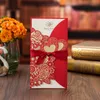 Greeting Cards 50pcs Laser Cut Wedding Invitations Card Rose Love Heart Greeting Cards Customize With Ribbon Wedding Decoration Party Supplies 230317