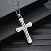 Pendant Necklaces Stainless Steel Cz Stone Christ Religious Cross Necklace Jewelry Gift For Him With Chain