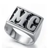 316 Lettre de motard en acier inoxydable MC Ring Punk Punk Gothic Men's Silver Hop Hop Fashion Locomotive Cotorcycle Capital Rings Bijoux