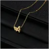 Pendanthalsband Fashion Creative Love 26 English Letters Simple Necklace Wild Peach Heart Short Clavicle Chain Drop Delivery Jewel Dhui8