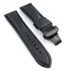24mm 왁스 같은 검은 송아지 가죽 밴드 22mm 배치 접이식 걸쇠 PAM PAM111 WIRSTWATCH에 적합합니다.