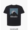 T-shirts pour hommes T-shirts Rhude Hip-Hop Sunset Thème Imprimer High Street et Femme Lâche Manches courtes Tidy Orange Bleu