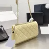 Womens Lambskin WOC Trendy Wallet Bags With Gold Metal Hardware Matelasse Chain Crossbody Shoulder Handbags 20X13CM Card Holder Multi Pochette Purse 20X13CM