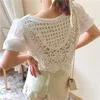 Women's Blouses 2023 Summer Crochet Top Women O-Neck Puff Sleeve Knitted Blouse Shirt Boho Sexy Hollow Out Pullover Cover Up Blusa Mujer