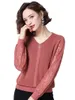 Kadın bluzları ince kadınlar bahar sonbahar gömlekleri bayan moda gündelik uzun kollu o boyun yakalı kazak dantel blusas tops2332