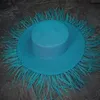 Chapeaux à large bord Style rétro Socialite Flat Top Chapeau de paille Panama Gland Plume Grand avant-toit Pare-soleil À la mode Western Beach Eger22