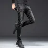 Kong Hong Premium Black Jeans Men's2023 Spring Fashion Brand Slim Fit Feetパンツ