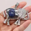 Colares pendentes de pedra natural gemia em forma de liga de elefante em forma de elefante Lapis artesanato artesanal, fazendo jóias de colar de bricolage para mulher 45x60mmpendan