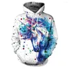 Sweats à capuche pour hommes Marke hiver Frauen sweat Einhorn 3D Gedruckt dessin animé pull Bunte Tinte Splashi sweat à capuche sweats