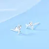 Stud Earrings Silver Color Spoon Knife For Women Creative Metal Simple Earring Hollow Design Female Fashion Jewelry