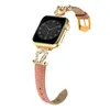Pulsera de diamantes Correa de cuero trenzado para Apple Watch 44 mm 45 mm 44 mm 42 mm 41 mm 40 mm 38 mm bandas Pulseras de lujo iWatch Series 8 7 6 5 4 Accesorios de correa de reloj 1pcs