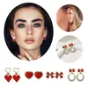 Hoop Earrings Cute Cartoon Pendant Green Leaf Heart Beaded Jewelry