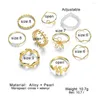 Pierścionki ślubne Vienkim Bohemian Gold Color Sain Zestaw dla kobiet mody Faux Pearl Decor Party 2023 Trend Jewelry Gift
