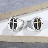 Cluster Ringe Religiöser Glaube Jesus Kreuz Ring Gold und Silber Farbe Metall Herren Zeigefinger Kreativer Retro Schmuck