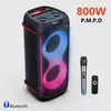 Portabla högtalare 800W Peak High Family Party Karaoke Sound Heavy Bass Outdoor Portable Wireless Bluetooth Speakers With Mic LED COOL Light Z0317